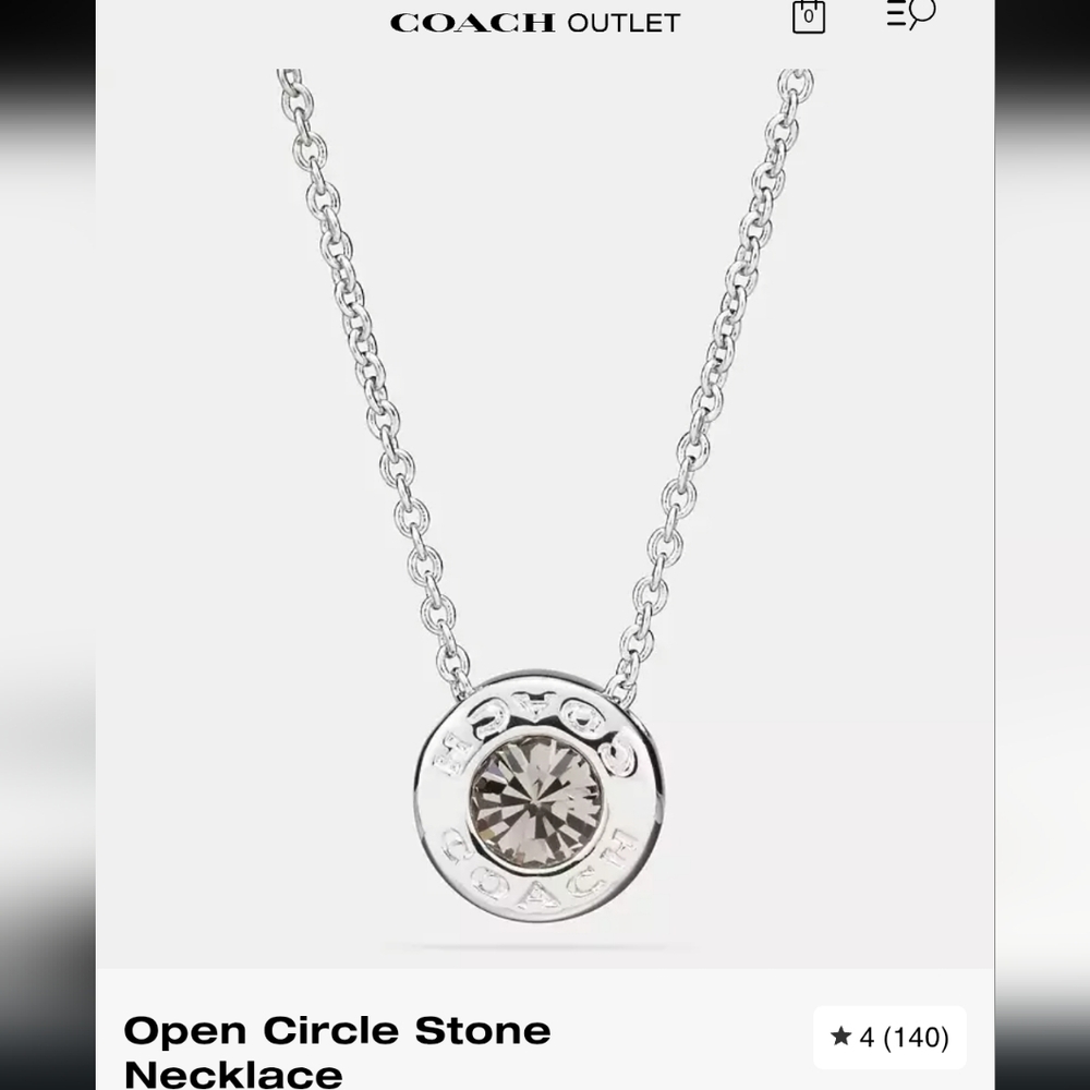 NWT Coach Silver Circle Pendant Necklace